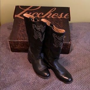 Lucchese Soft Black Leather Cowgirl Boot
